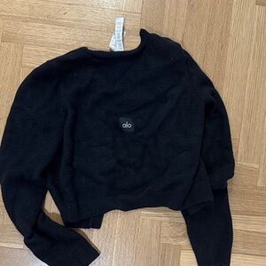 ALO Yoga Black Cropped Crewneck Sweater
